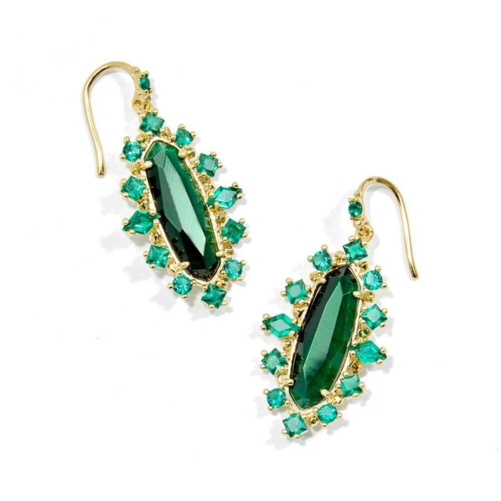 Kendra Scott Eva Crystal Framed Drop Earrings - Green Mix